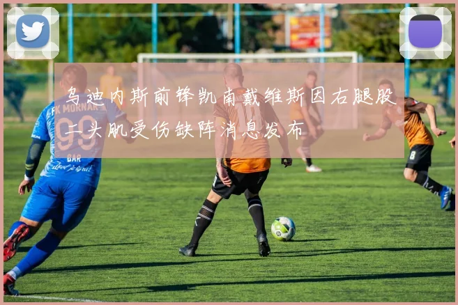 乌迪内斯前锋凯南戴维斯因右腿股二头肌受伤缺阵消息发布